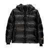 Womens Black Gold Winter Puffer Jacket Loose Fit Hooded Thick Warm Down Coat Short Length