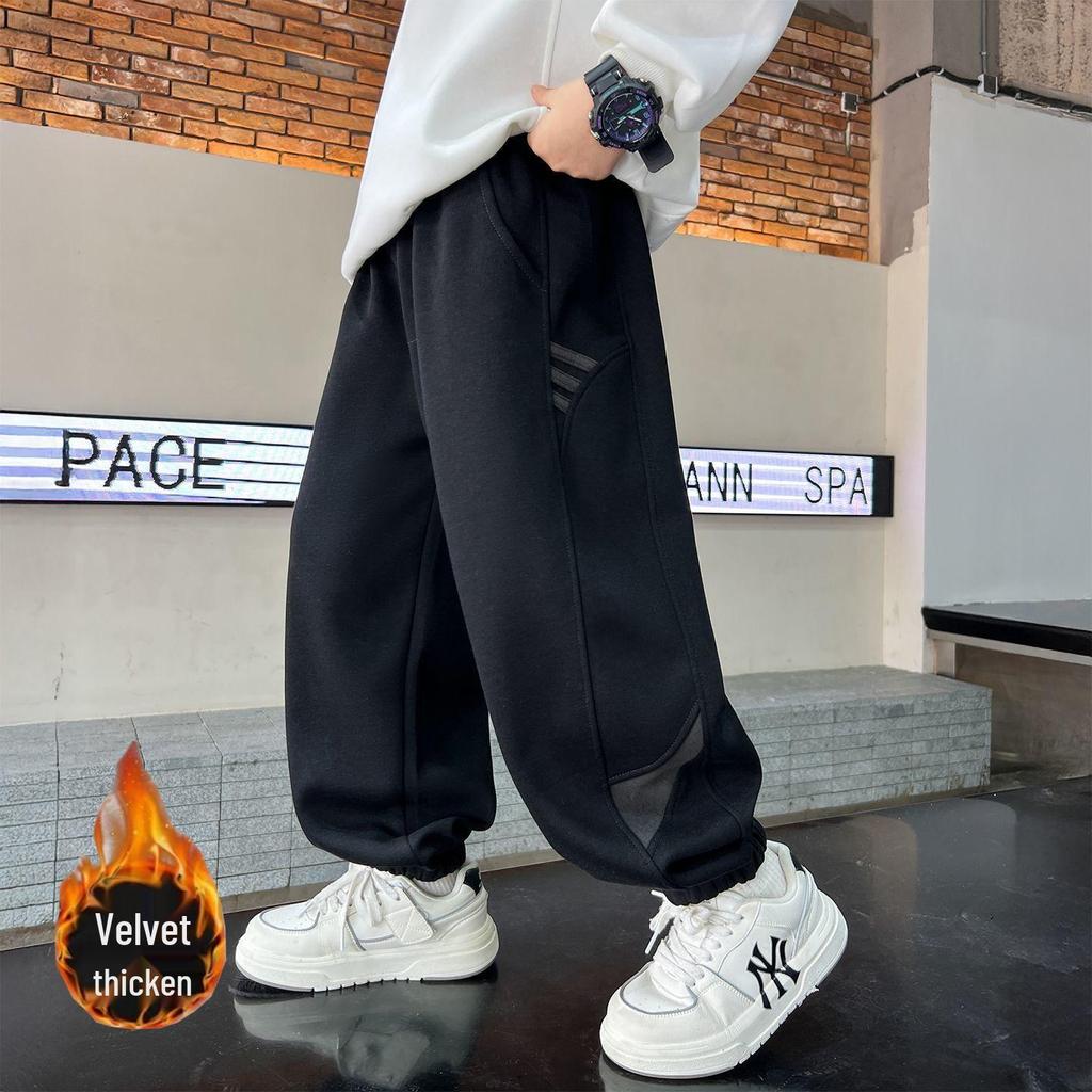 Chlapecké zimní sportovní kalhoty Plus Velvet 2025: Trendy tepláky pro střední až velké chlapce - nový podzimní/zimní styl