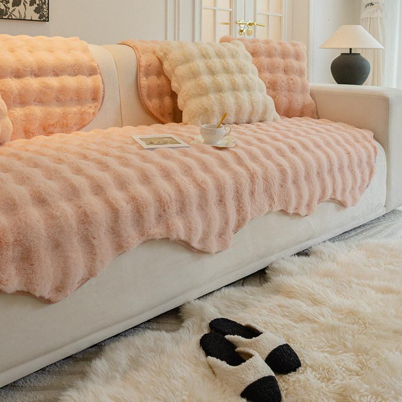 Thick Faux Rabbit Fur Sofa Covers, Luxury Couch Cover, Ultra-soft, Warm, Non-slip, Armchair, Furniture Slipcover, 2, 3 Seaters