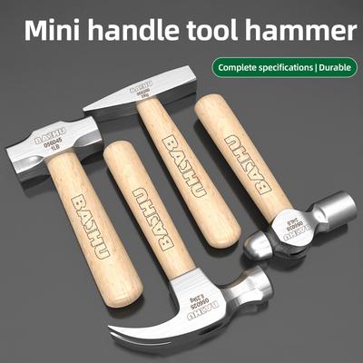 1pc Mini Hammer High Carbon Steel Small Hammer Solid Wood Short Handle Octagonal or Round Head Hammer Small Manual Hardware Tool