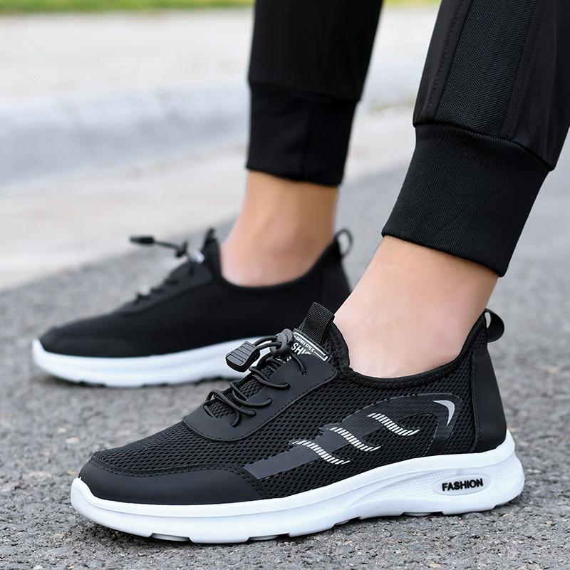 

[Ultra-light, polyurethane] Men s new one-pedal lazy breathable non-slip casual shoes fly-woven breathable men s shoes 44