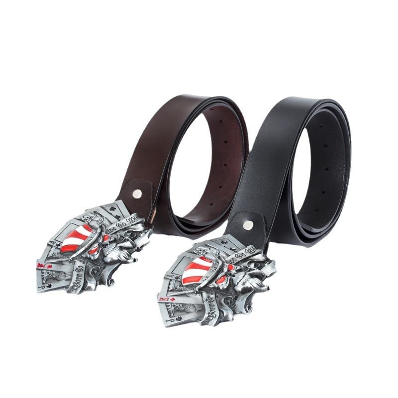 Skull Alloy Silver Belt Button Head Belt Button Head Playing Card Buckle Fashion Youth Belt