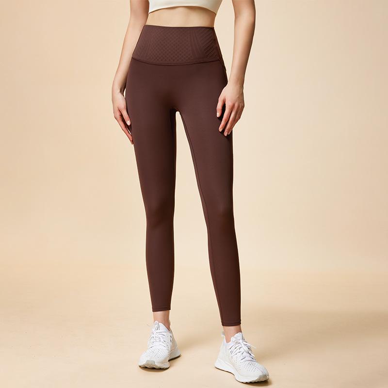 

Spring/Summer Silicone Slimming Yoga Pants with Tummy Control, Hip Lifting, Pockets & Sun Protection. Large каштановий