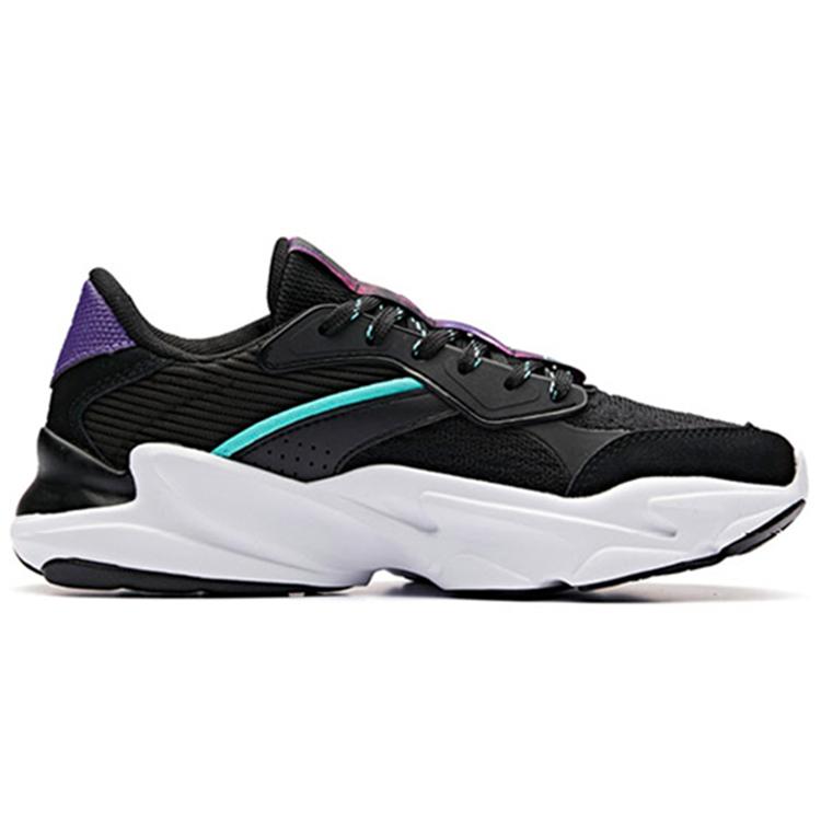 New ANTA Chunky Sneakers Women's Low Top Black/Green/White 12838808R-5