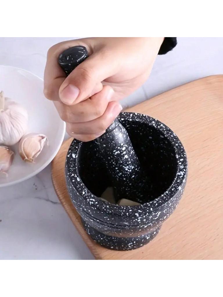 1pc Granite Texture Garlic Press, Mortar And Pestle Set, Food Crusher For Garlic, Chili, Spice Grinding, Kitchen Tool