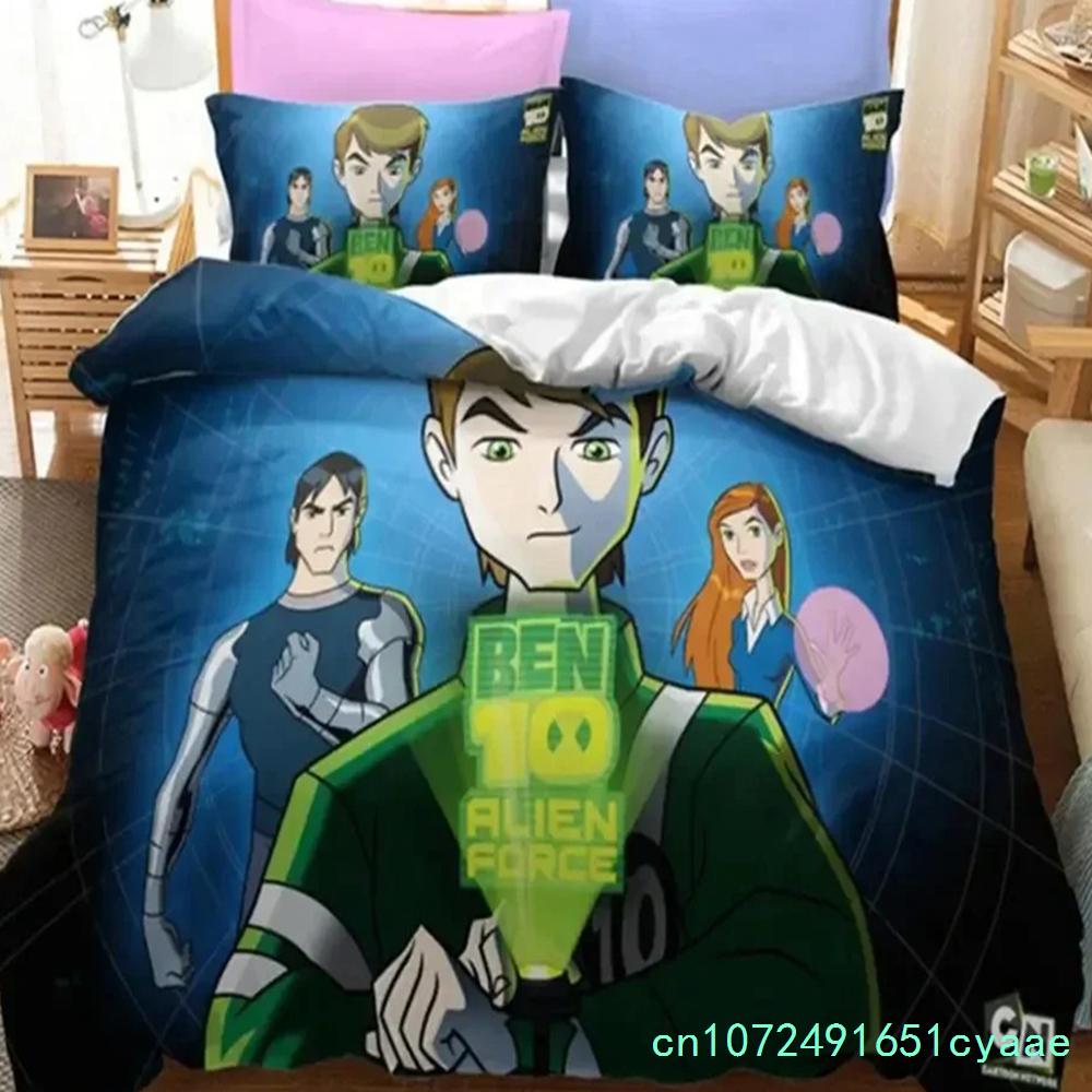 3D Print Ben Alien Force 10 Teenage Hacker Bedding Set Soft Comforter Cover With 1/2pcs Pillow Shams For Kids Adults