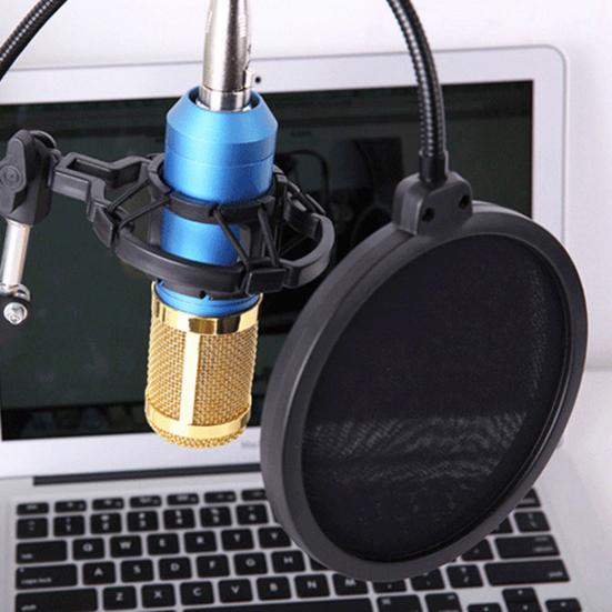 MIC Pop Filter Anti-shake Wind-proof Double-layer Plosives Reduction Condenser MIC Wind Screen for Recording