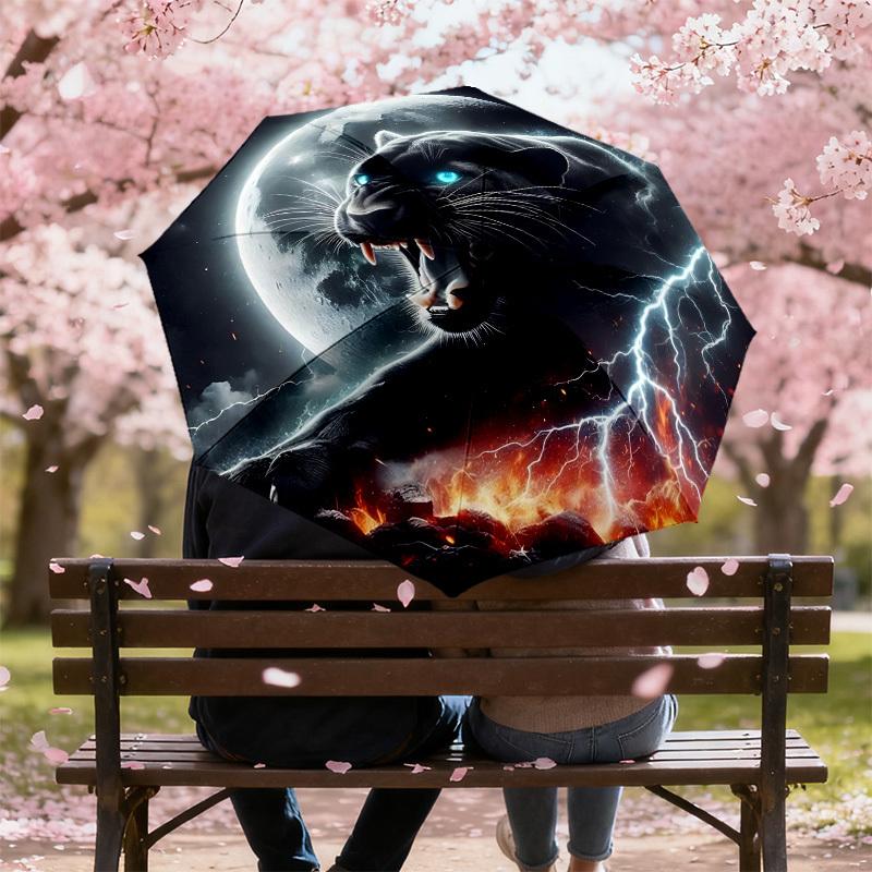 Black Panther Moonlit Storm Umbrella: Automatic Opening & Closing, Outdoor Travel Accessory, Lightweight and Durable