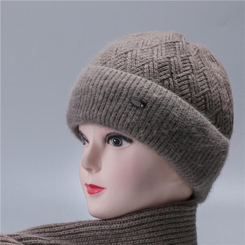 Hut für alte Dame Damen Großmutter Winter Kaninchengarn Wärme Mutter Mittleres Alter Ältere Menschen mit Samt für Kälteschutz Hut für alte Dame