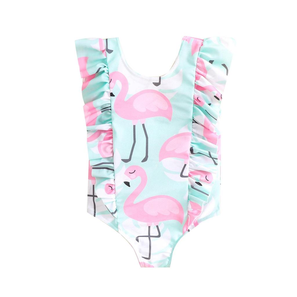 Girls' Ruffle One-Piece Swimsuit: Cute Cartoon Baby Swimwear