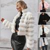 Winter Women Jacket Thick Faux Fur Solid Color Turn-down Collar Long Sleeves
