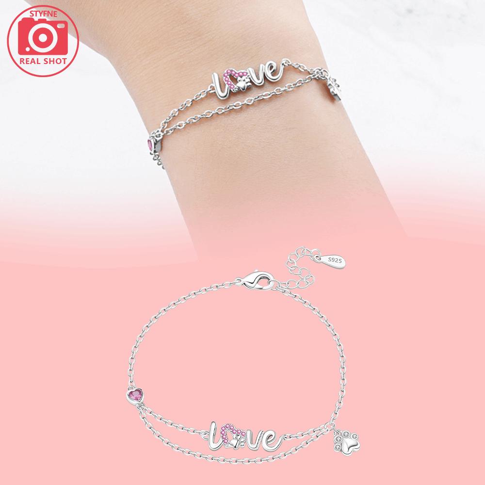 

Bracelet Copper Original I Love Cute Pet Bone Tassel Claw Print Bracelet Suitable For Diy Charm Birthday Jewelry Gifts