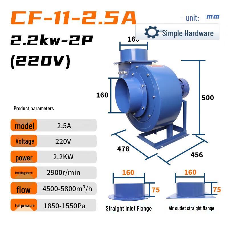 Commercial Kitchen Centrifugal Exhaust Fan CN plug (adapter included)