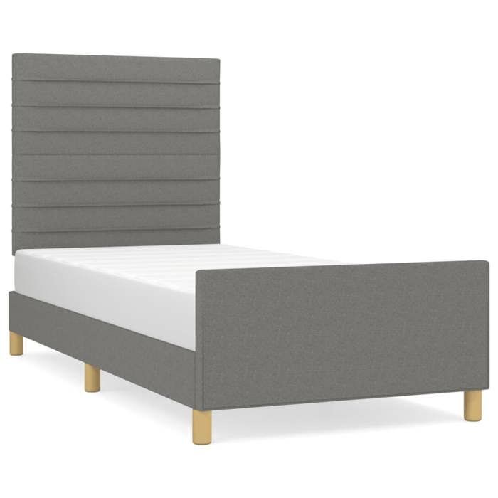 VidaXL Cadre de lit avec tête de lit Gris foncé 90x190 cm Tissu3125099