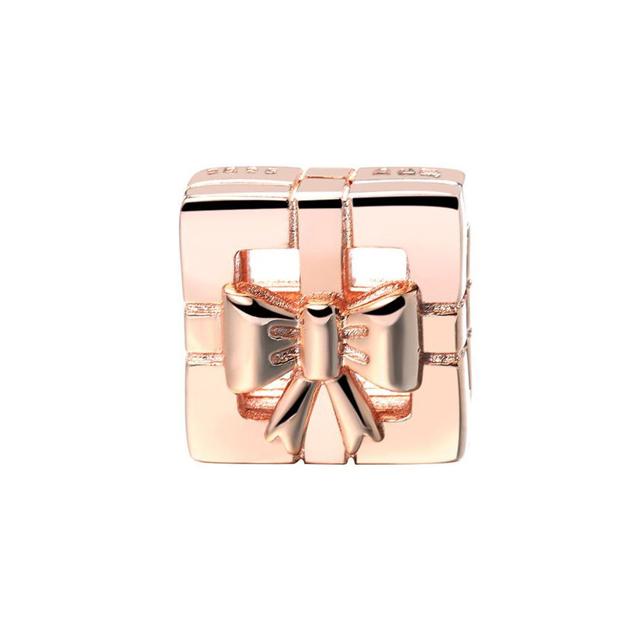 Authentic copper Gold Plated Rose Gold Plated Plated Crown Gift Box Butterfly Clip Dangle Bead Charms Compatible With Clip Flat Bracelets Jewellery