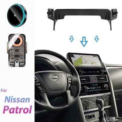 For Nissan Patrol Armada 2021-2024 Car Phone Holder Screen Fixed Clip Wireless Charger Custom-fit Phone Screen Base Accessories
