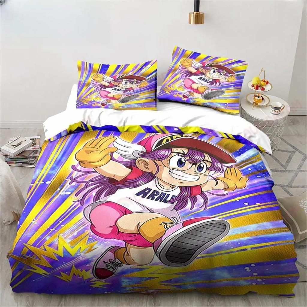 New Cute Cartoon DR Slump Arale Anime Bedding Set King Twin Double Microfiber Polyester Duvet Cover