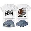Summer new Vneck Tshirt Football Mom print loose casual shortsleeved top ladies all fashion pullover