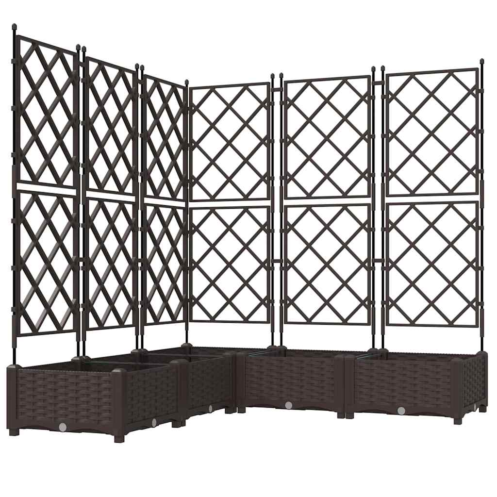 Garden Planter Set 5 Pcs Brown 120 X 120 X 125.5 Cm Plastic