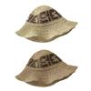 Handcrafted Crochet Fisherman Hat Embroidered Letters Wide Brim Foldable Breathable Straw Sun Hat For Beach Vacation Outdoor Activities