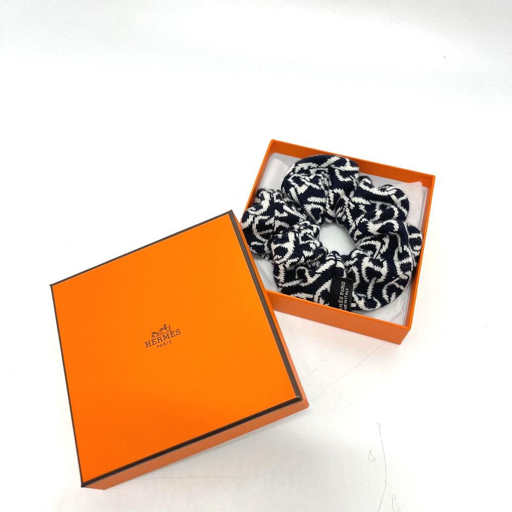 HERMES Claudia Chaine d'Ancrepattern hair accessories Shush Cashmere Black/White