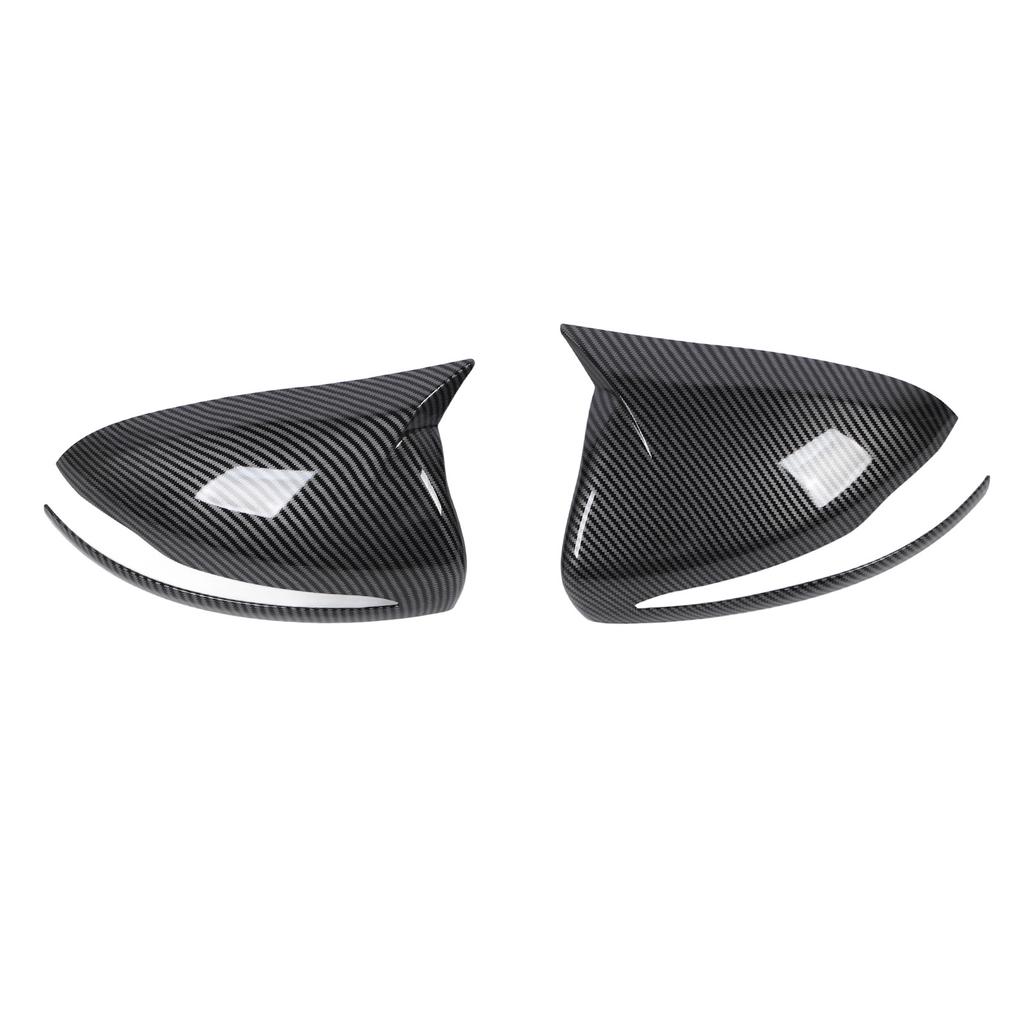 1 Pair Carbon Fiber Style Side Mirror Cover Left Right Ox Horn Style Rearview Mirror Cap