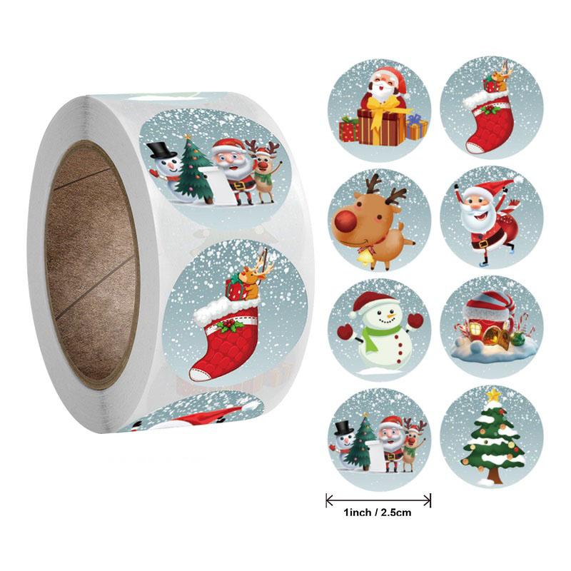 Christmas Cartoon Sticker Thank You New Stickers Rolling Pack Stickers Lables Packaging Stickers Roll