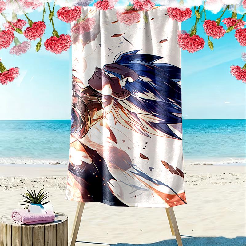 Dragon Ball Print Beach Towel, Large Soft Quick Dry Towel for Beach Camping Swimming