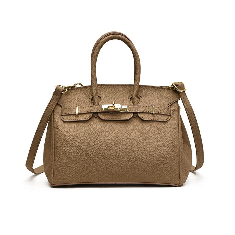 New High-end Bag, Lychee Pattern Lock, Platinum Bag, Portable Shoulder Messenger Trendy Women's Bag