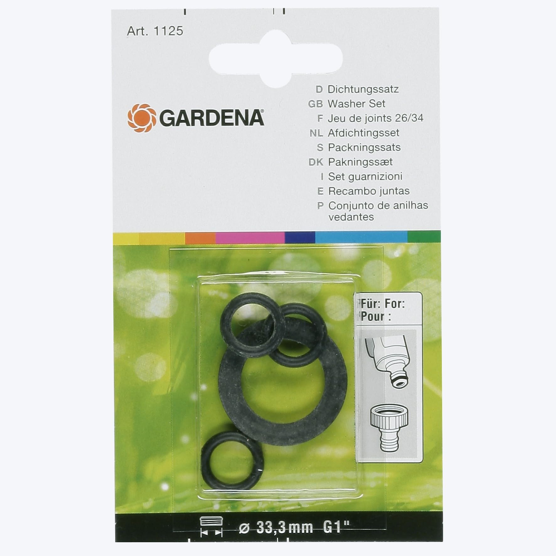 

GARDENA Seal Set with 1 Washer and 3 O-Rings, 1125-20 чорний