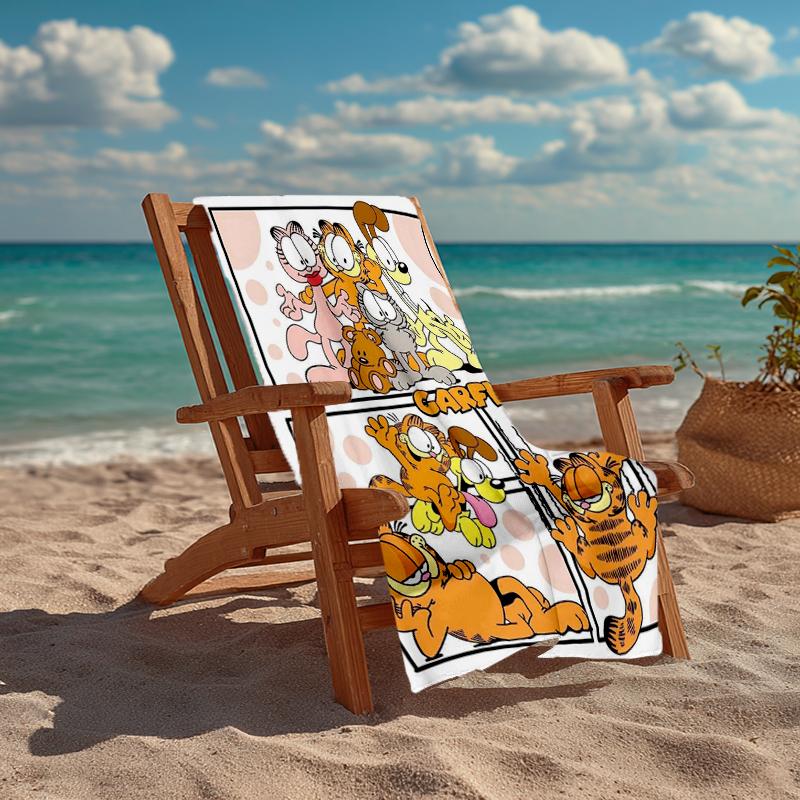 Ultra-Soft Beach Towel with Garfield Theme,Ideal for Pool - Camping, Diving - Perfect Travel Essential, Vibrant Beach Towel.