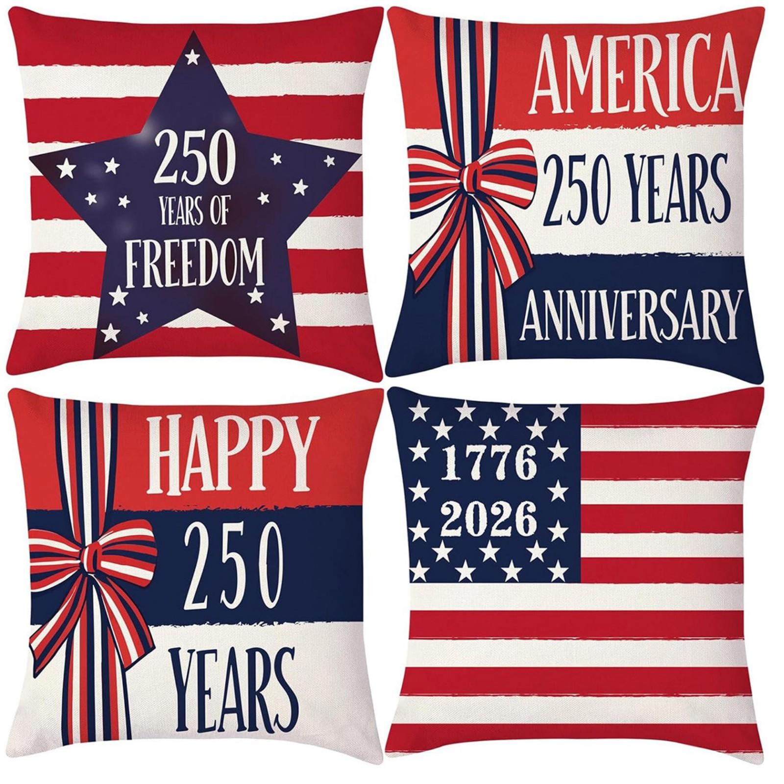 

Anniversary Party Decoration, 250th Anniversary Independence Day, Pillow And Sofa Cushion Cover Decoration 4pc One Size