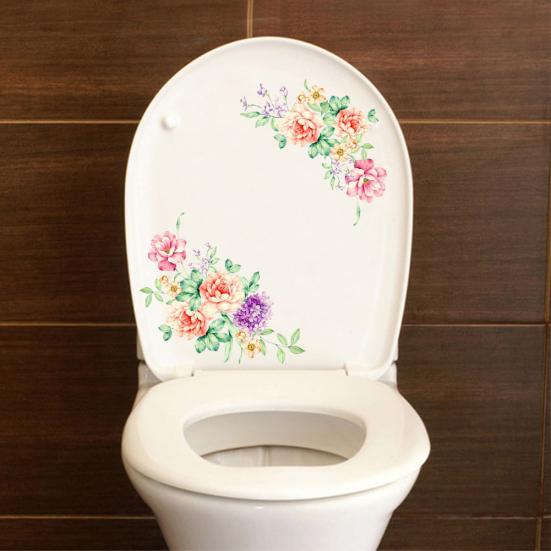 Adesivo per toilette peonia Soggiorno TV Sfondo Wall Art Mural Decal Home Decor