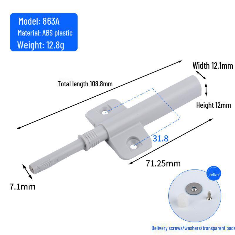 Push-to-Open Cabinet Door Rebounder: Handle-Free, Invisible Self-Bounce Accessory for Wardrobe and Cabinets