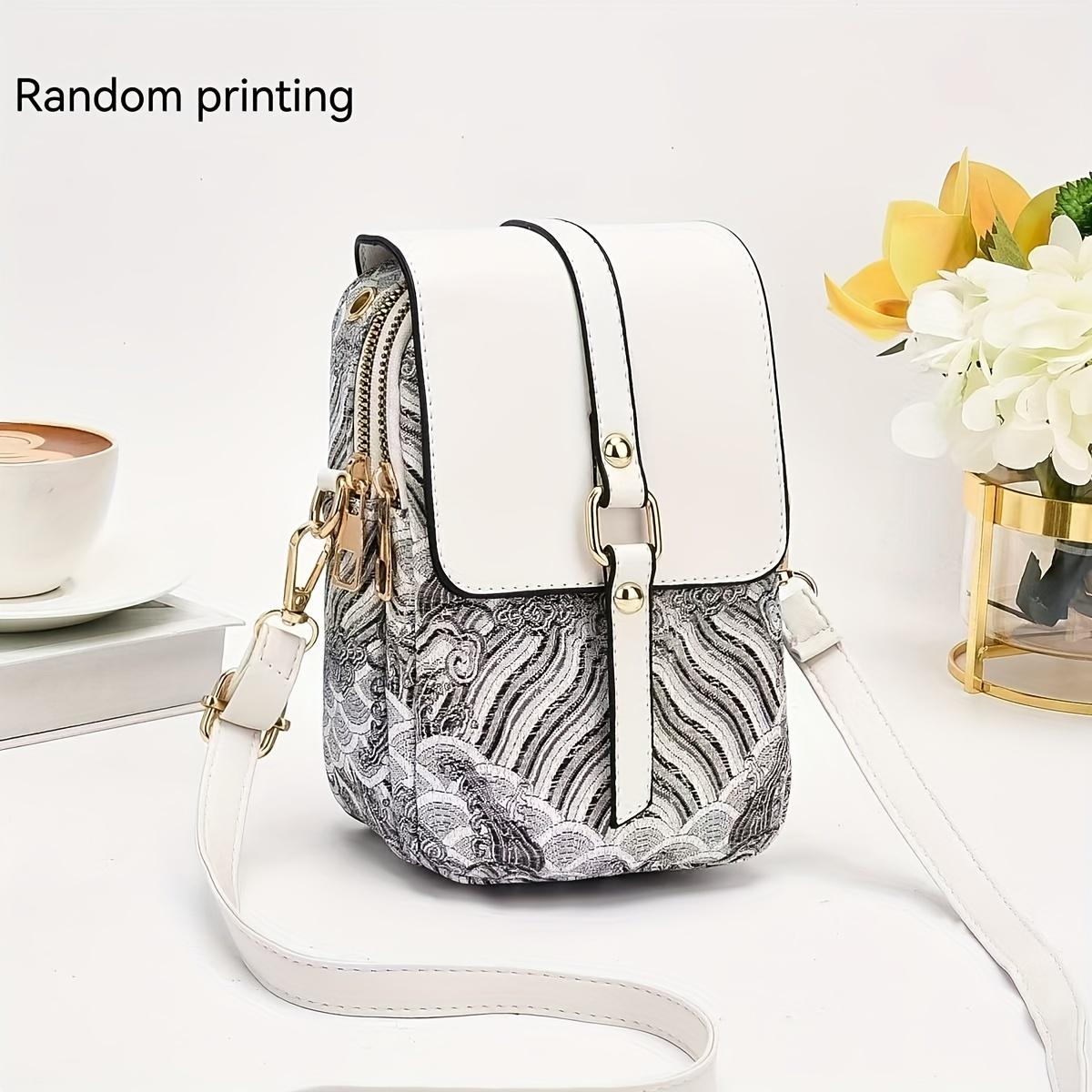 

New High-end Light Luxury Print Mini Single Shoulder Crossbody Bag - Small Multi-layer Mobile Phone Bag for Women - Versatile Practical Color квіткові білого кольору