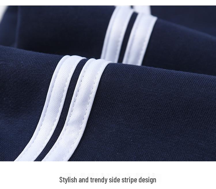 Dunkelblaue Kinder-Sporthose mit Streifen für Jungen - Grundschuluniform, Frühling/Herbst.