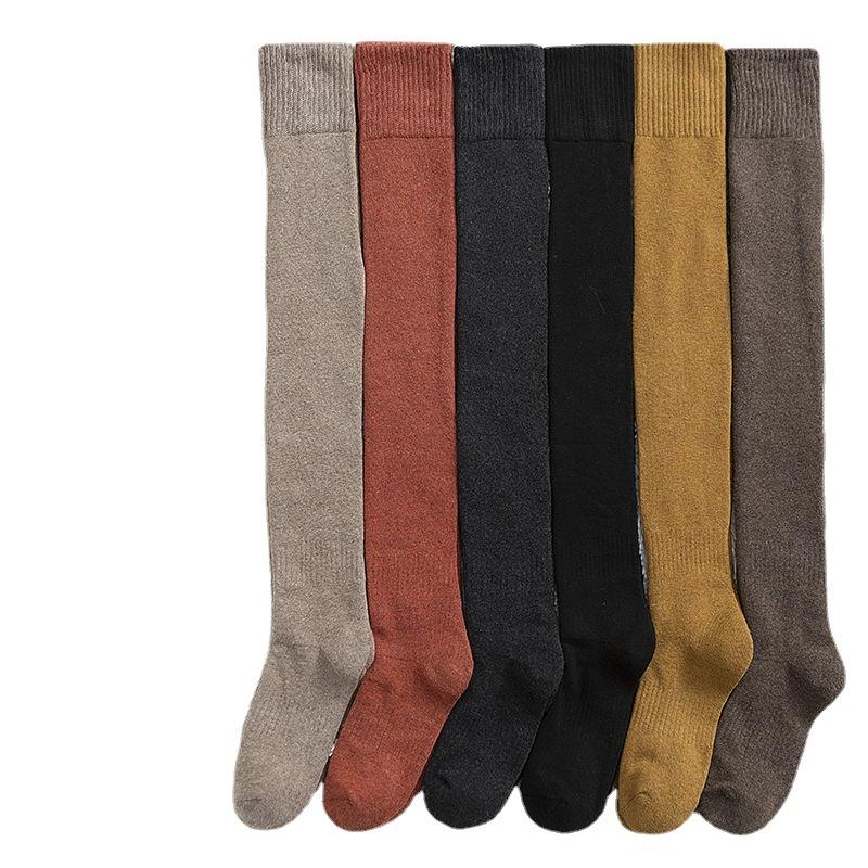 Warm Thigh-high Socks, Women's Over-the-knee Socks, Versatile Loop Socks, Mid-calf with Fleece for Autumn and Winter, High-calf Anti-slip Fleece