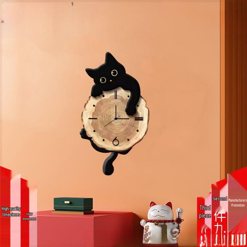 Contemporary Minimalist Cat Wall Clock – Creative Internet-Inspired Design, Ideal for Modern Living Rooms, With Free Shipping