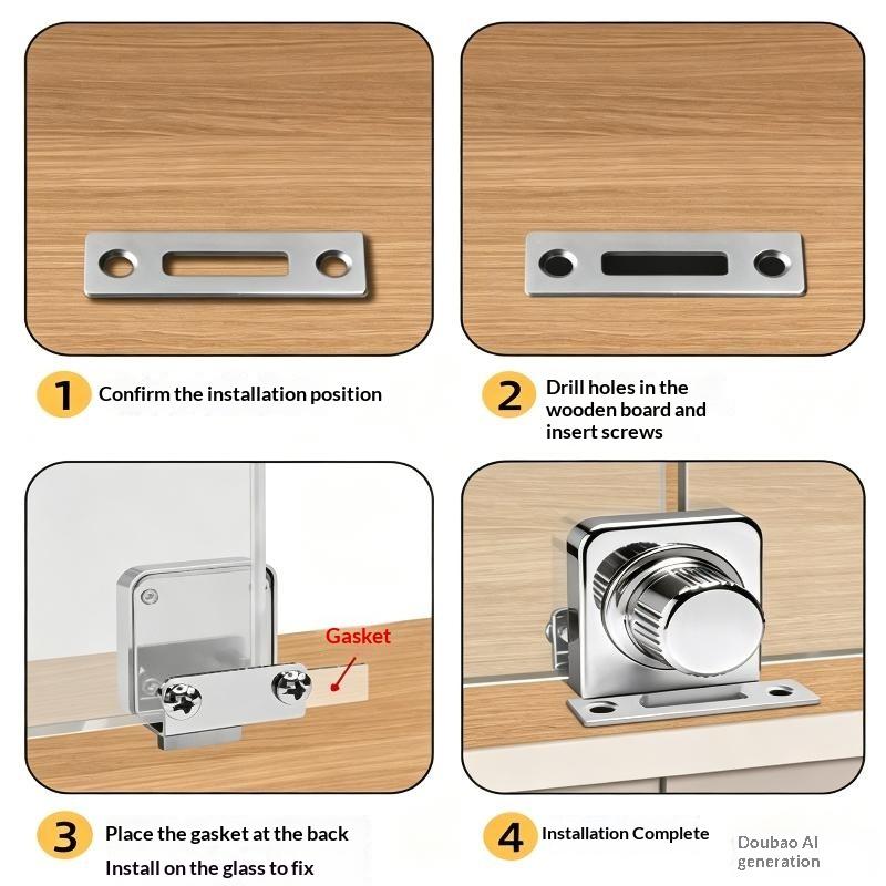 No Drill Glass Cabinet Lock With Anti Theft Design Easy Install Perfect For Home Display Cabinets Showcases