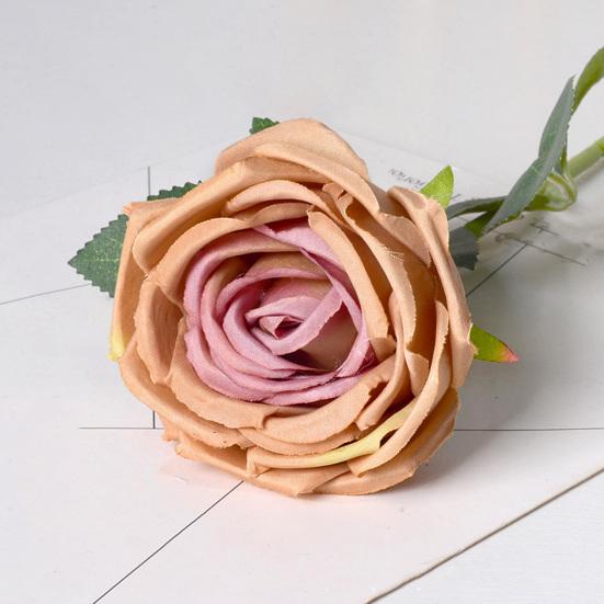 Artificial Rose Flower Big Bloom Fake Silk Rose Flower Realistic Faux Long Stem Rose Bouquet with Leaves for Home Kitchen Party Wedding Decor