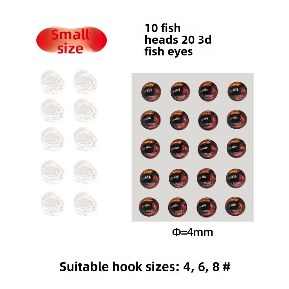 

10pcs Fly Tying Material 3D Fish Eyes Clear Fish Mask Fishing Lures Pike Fishing L-4mm
