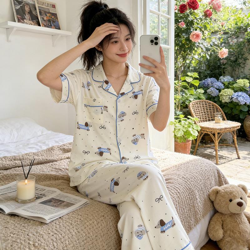 Women's Pajamas Set Pajamas 2-piece Set Airy Soft Casual Printed Pajamas