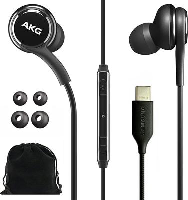 Auricolari SAMSUNG AKG per Galaxy S23 Ultra Originali USB Tipo C Auricolari Cuffie con Microfono e Telecomando Cavo Intrecciato con Custodia in Velluto Neri - In-Ear &