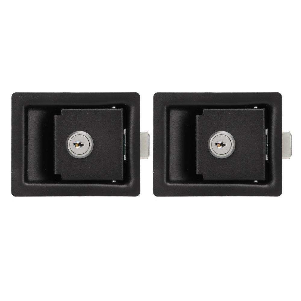 2 Pcs Replacement Lock Carbon Steel RV Handle Latch Black With Keys Toolbox Cabinet Lock Zinc Alloy Trailer Lock Panel Door
