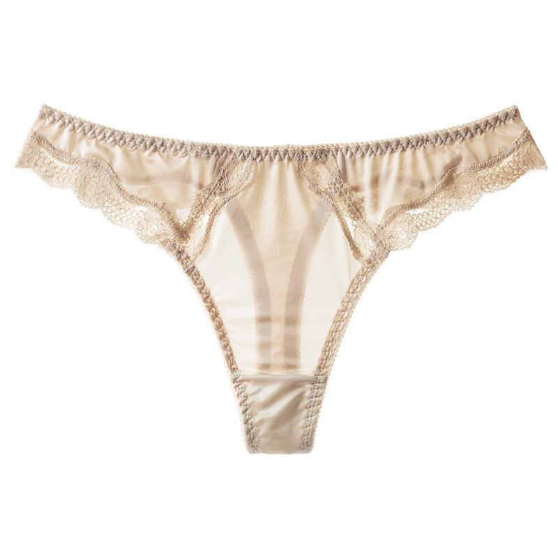 High Elastic Ice Silk Lace Thongs Mesh Sexy Women's Underwear Thin Yoga Fitness Hollow Out Panties Sex Seamless Briefs Tanga