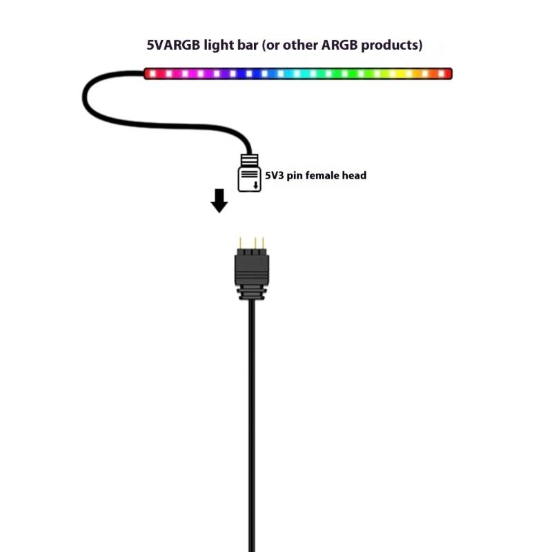 5V 3Pin Computer Motherboard Extension Cable ARGB Extension Adapter Cable ARGB Power Connector For PC Motherboard