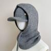 Chapeau d'automne et d'hiver pour femme, mode polyvalente, cagoule, bonnet à trou sur le dessus, casquette de baseball, écharpe intégrée, ensemble deux pièces