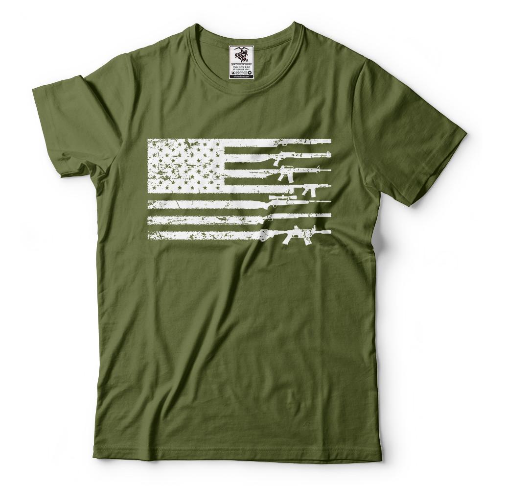 USA Flag second amendment Guns Rifle Tee shirt Mens US Tee shirt AR15 Rifle Tee M