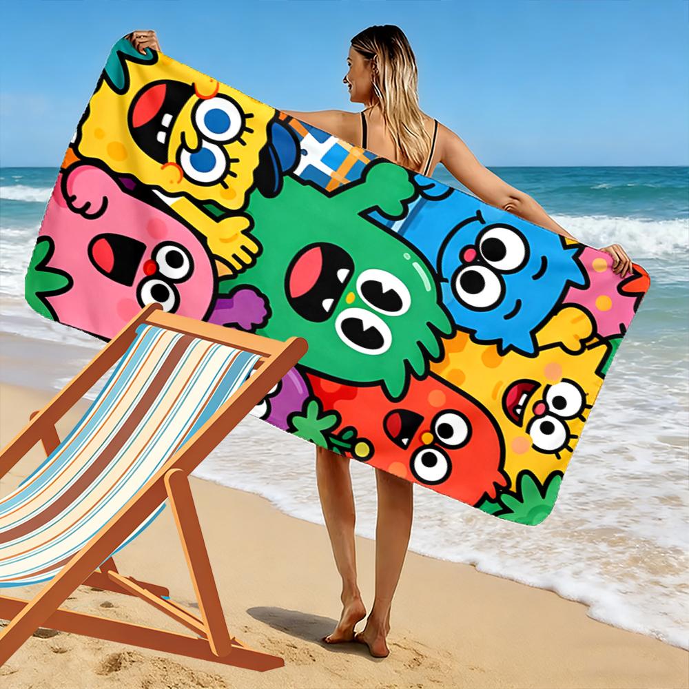 Colorful Cartoon Monster Friends Print Beach towel quick-drying for travel outdoor sports jogging beach and swimming