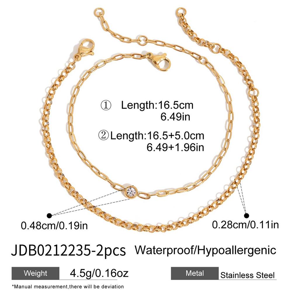 Youthway Delicate Tiny Zircon Bracelet For Women Minimalist 18K Gold PVD Plated Stainless Steel Bracelet Fashion Jewelry Gift
